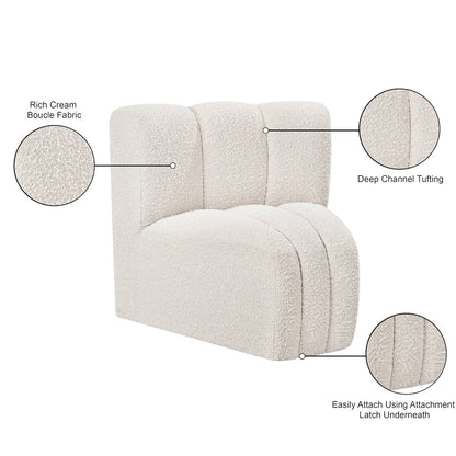 Arc Cream Boucle Fabric Curved Corner