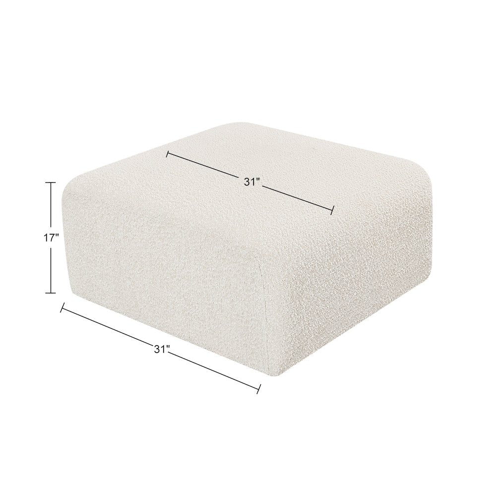 Arc Cream Boucle Fabric Ottoman