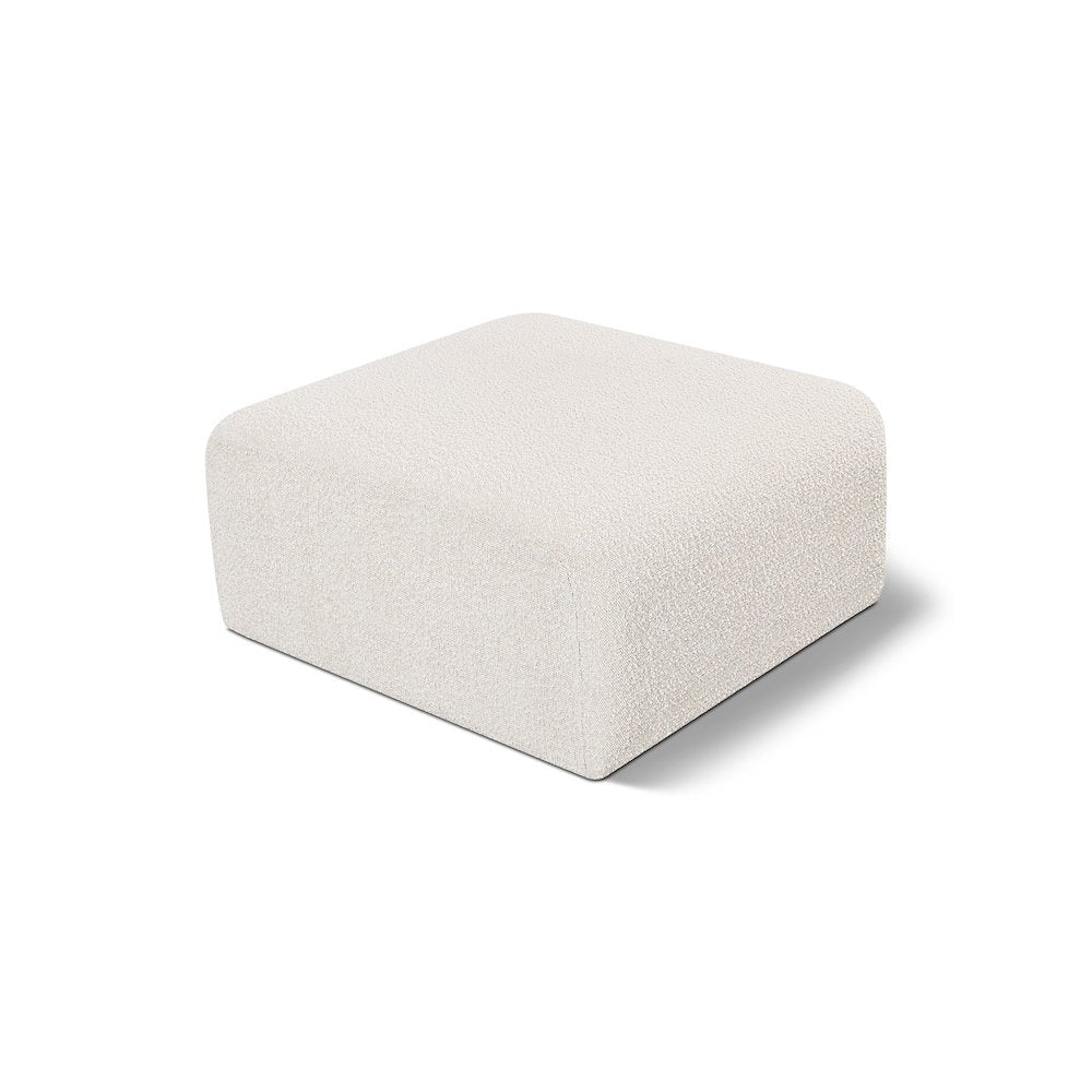 Arc Cream Boucle Fabric Ottoman