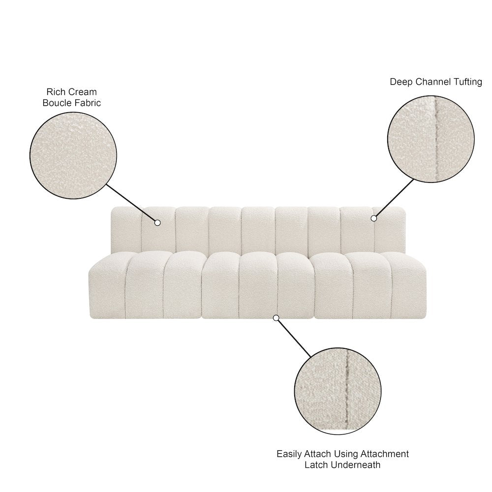 Arc Cream Boucle Fabric Modular Sofa