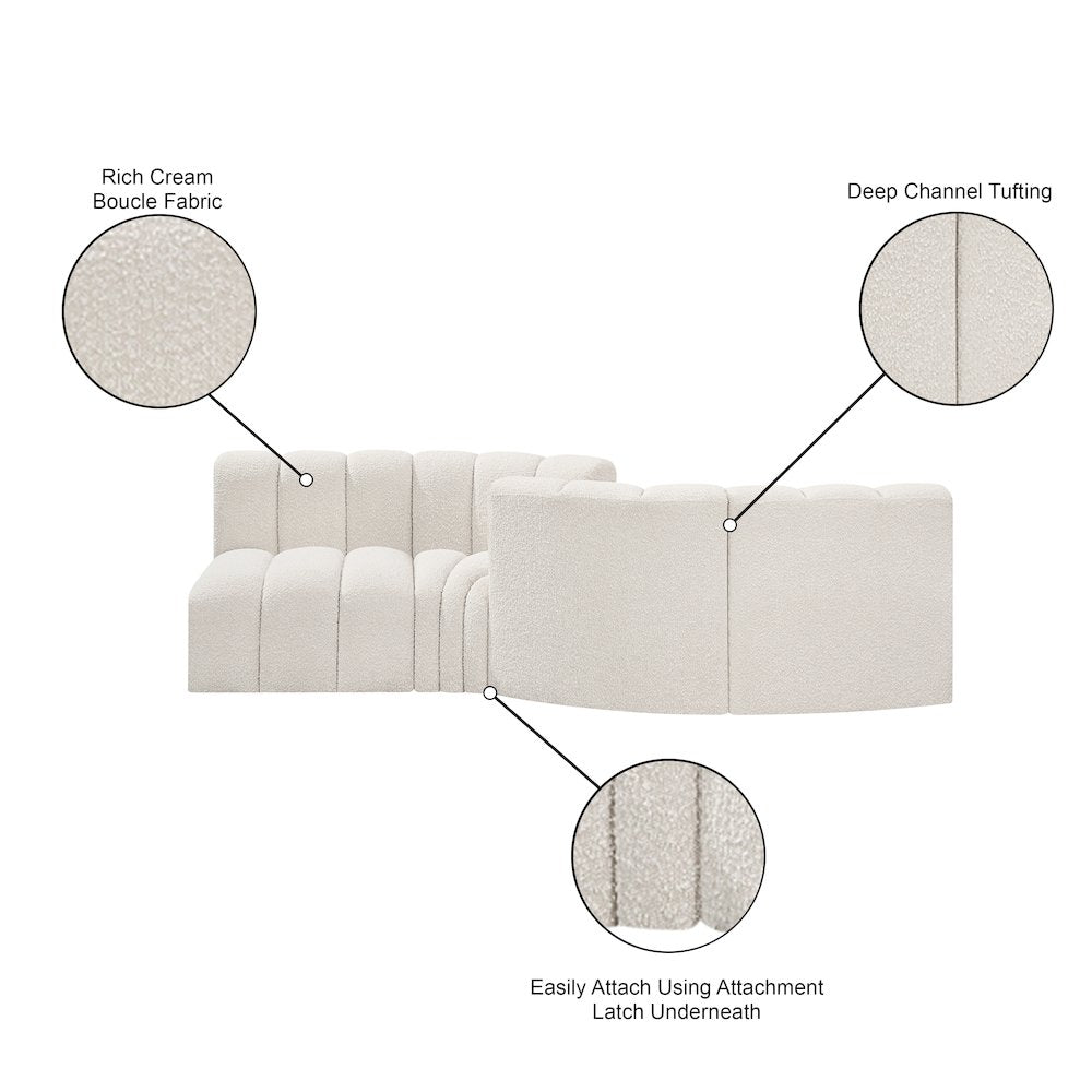 Arc Cream Boucle Fabric Modular Sofa