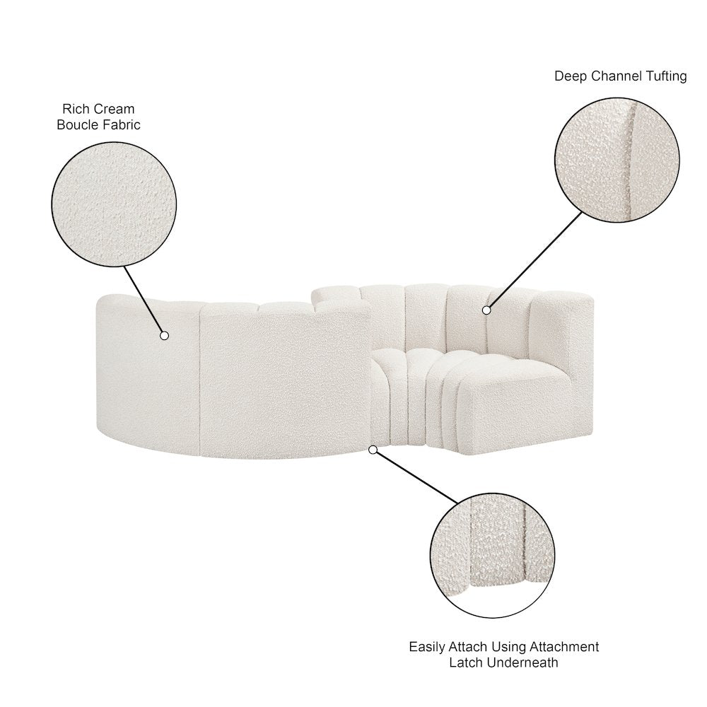 Arc Cream Boucle Fabric Modular Sofa