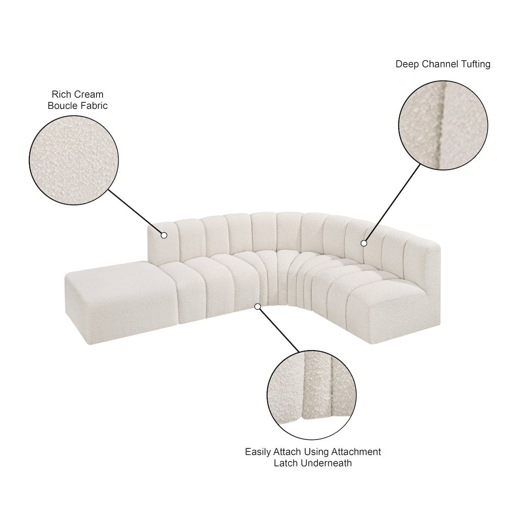 Arc Cream Boucle Fabric Modular Sofa
