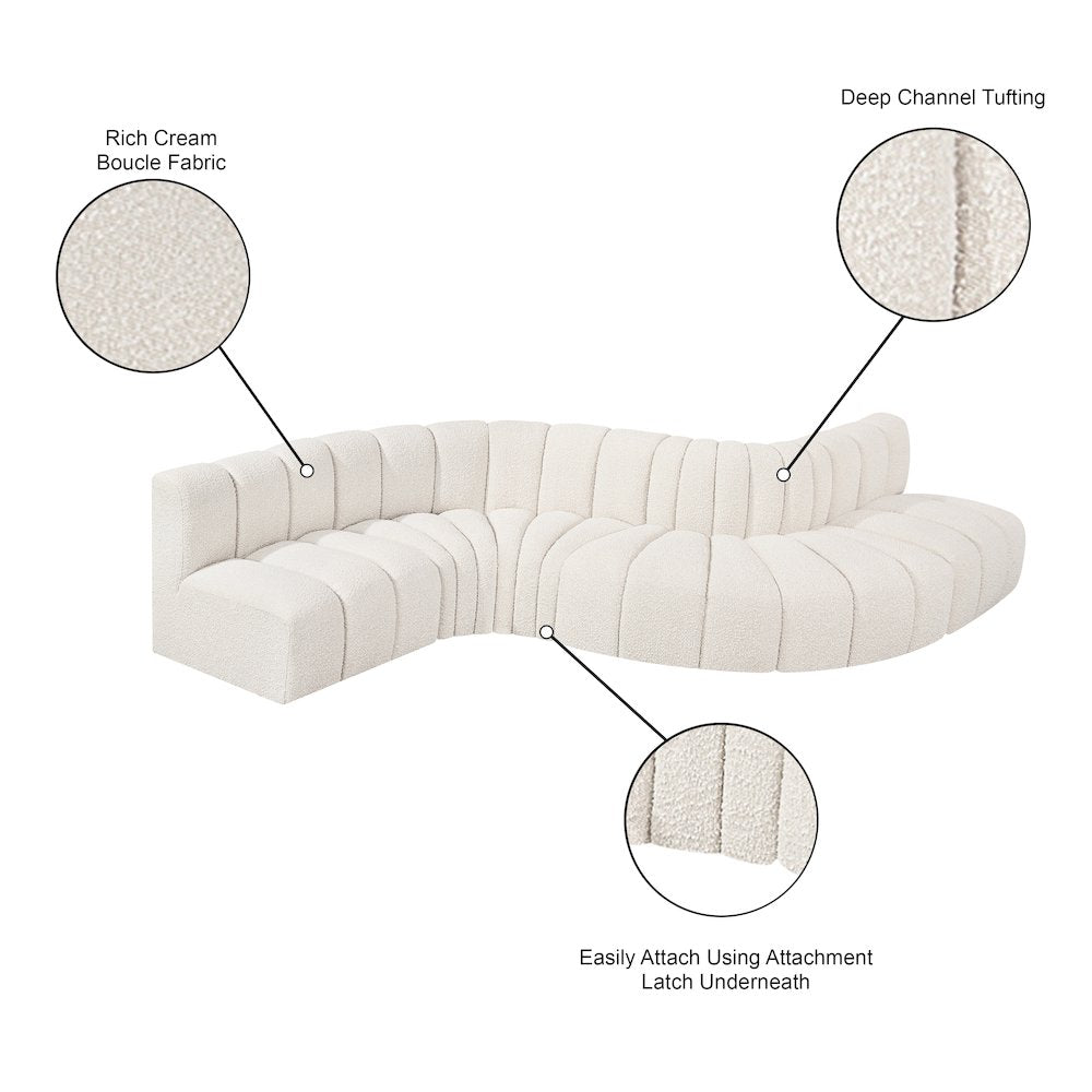 Arc Cream Boucle Fabric Modular Sofa