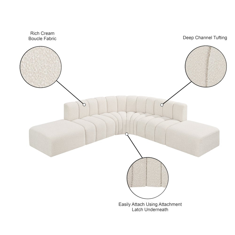 Arc Cream Boucle Fabric Modular Sofa