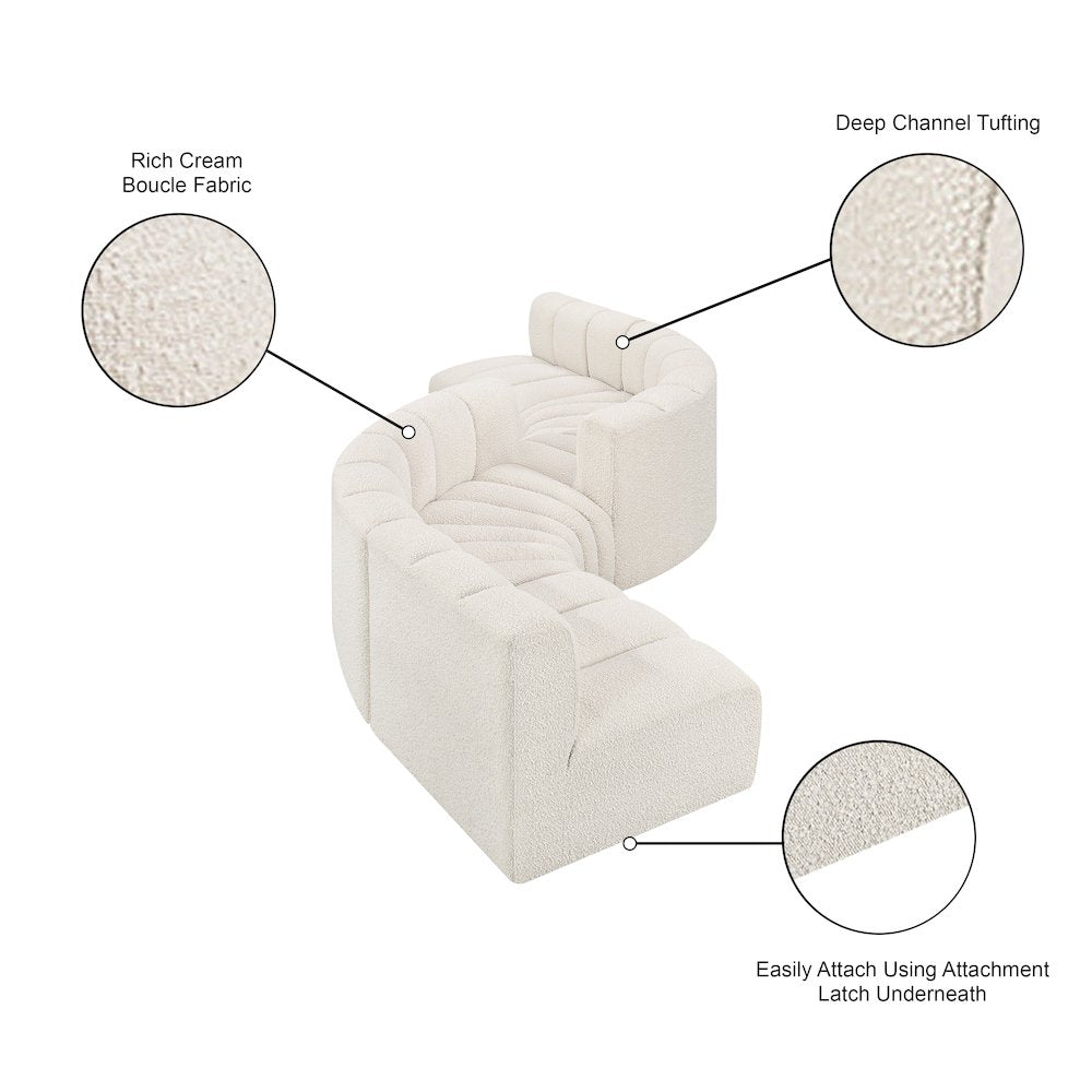 Arc Cream Boucle Fabric Modular Sofa