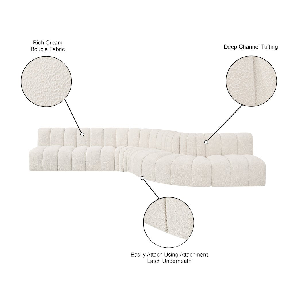 Arc Cream Boucle Fabric Modular Sofa