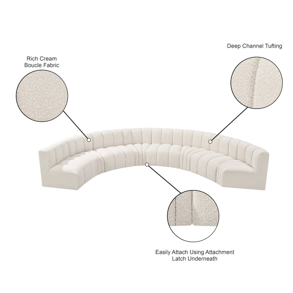 Arc Cream Boucle Fabric Modular Sofa