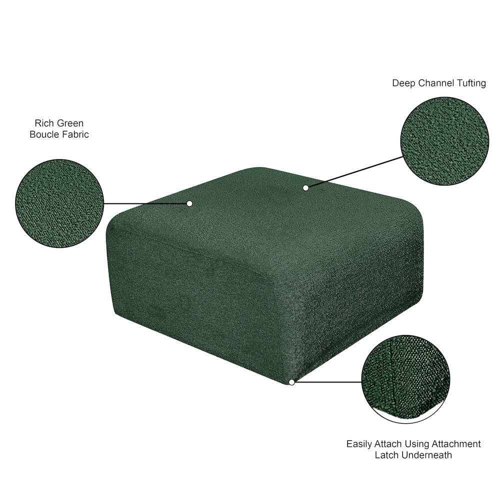 Arc Green Boucle Fabric Ottoman