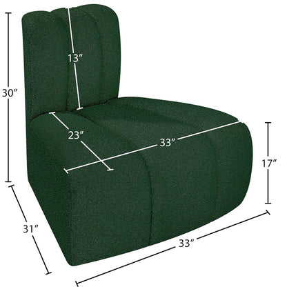 Arc Green Boucle Fabric Reverse Corner