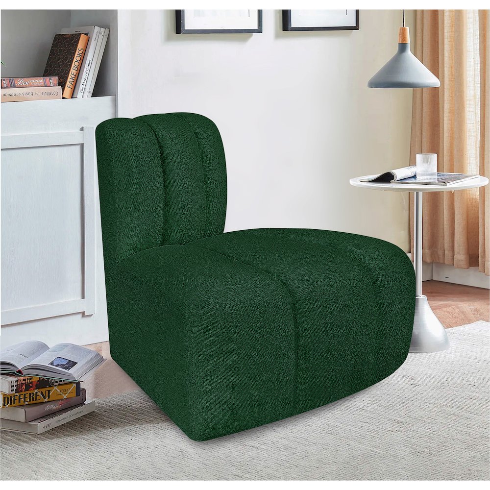 Arc Green Boucle Fabric Reverse Corner