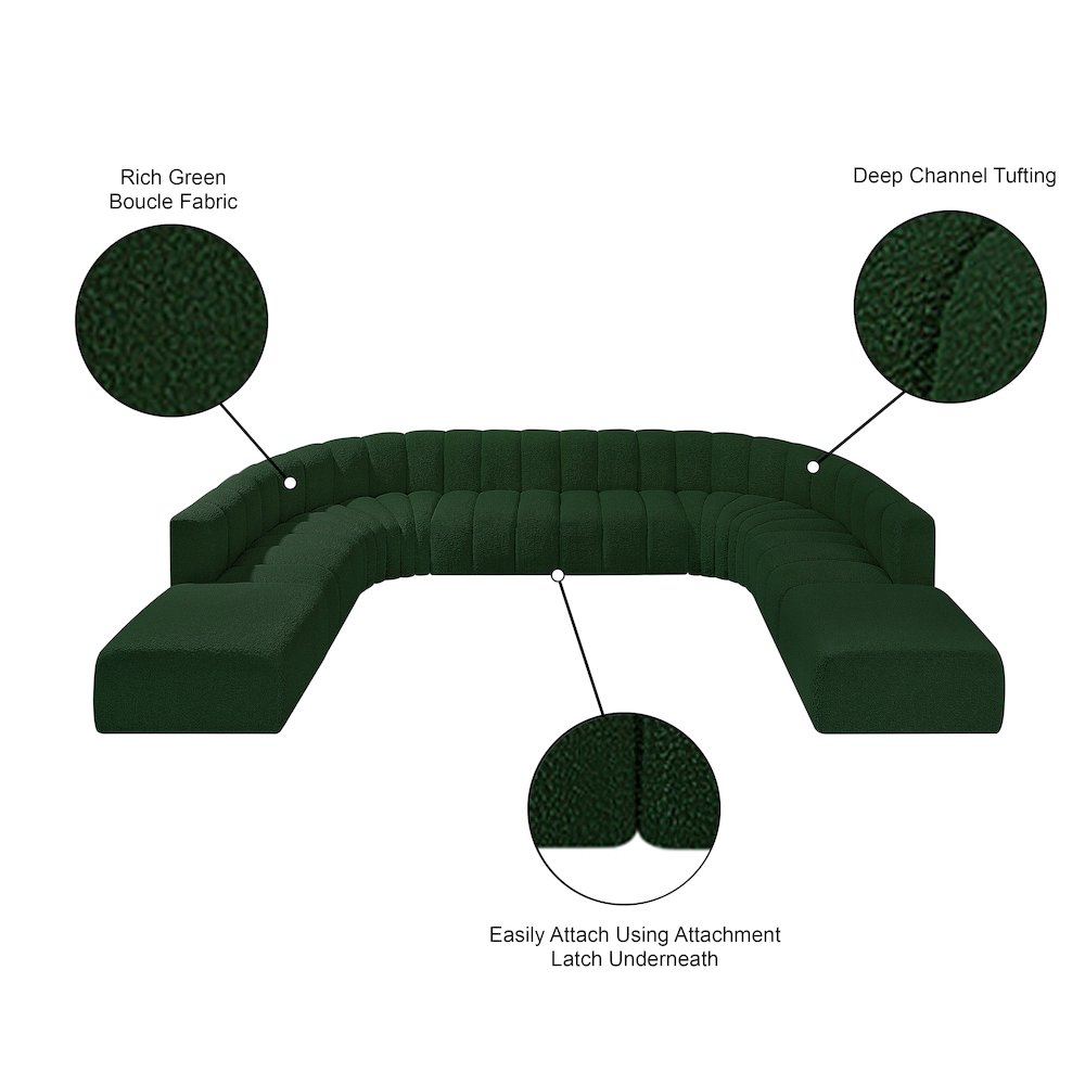 Arc Green Boucle Fabric Modular Sofa