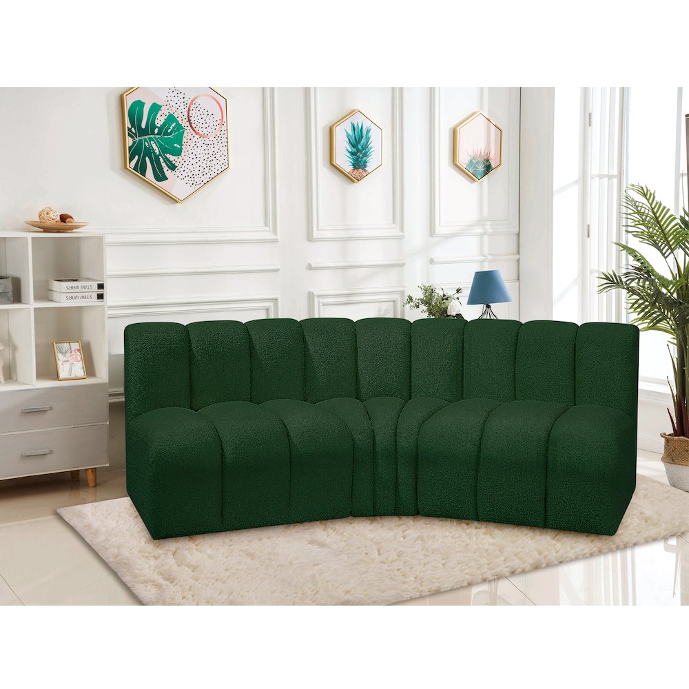 Arc Green Boucle Fabric Modular Sofa