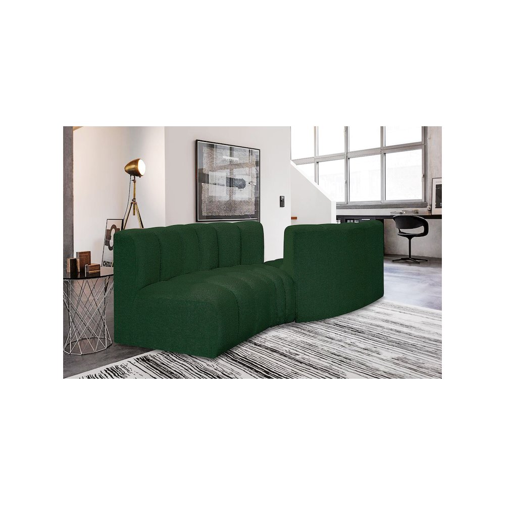 Arc Green Boucle Fabric Modular Sofa