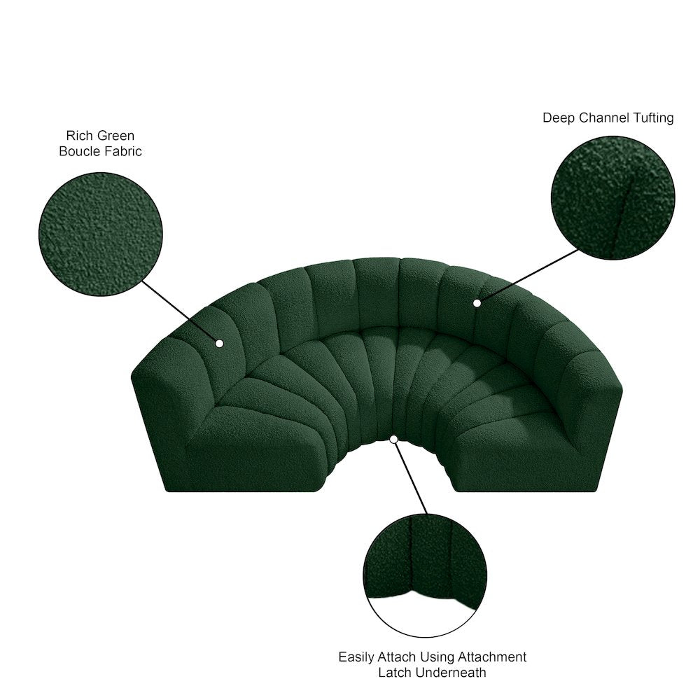 Arc Green Boucle Fabric Modular Sofa