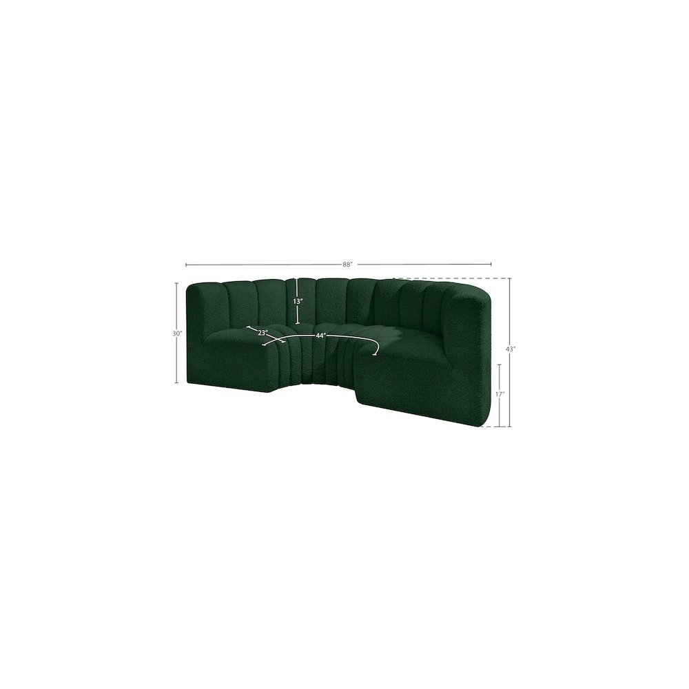 Arc Green Boucle Fabric Modular Sofa