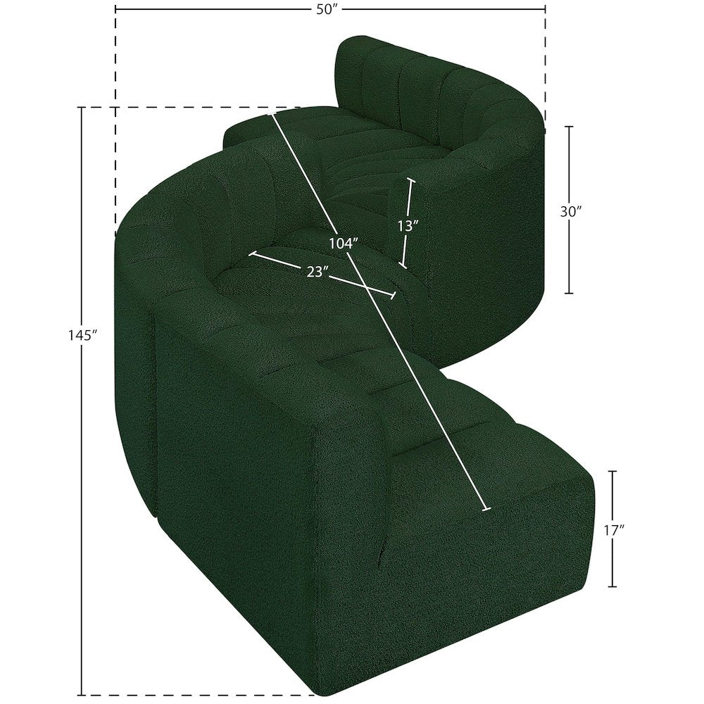Arc Green Boucle Fabric Modular Sofa