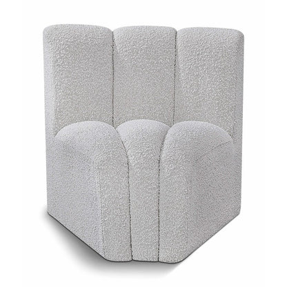 Arc Grey Boucle Fabric Curved Corner