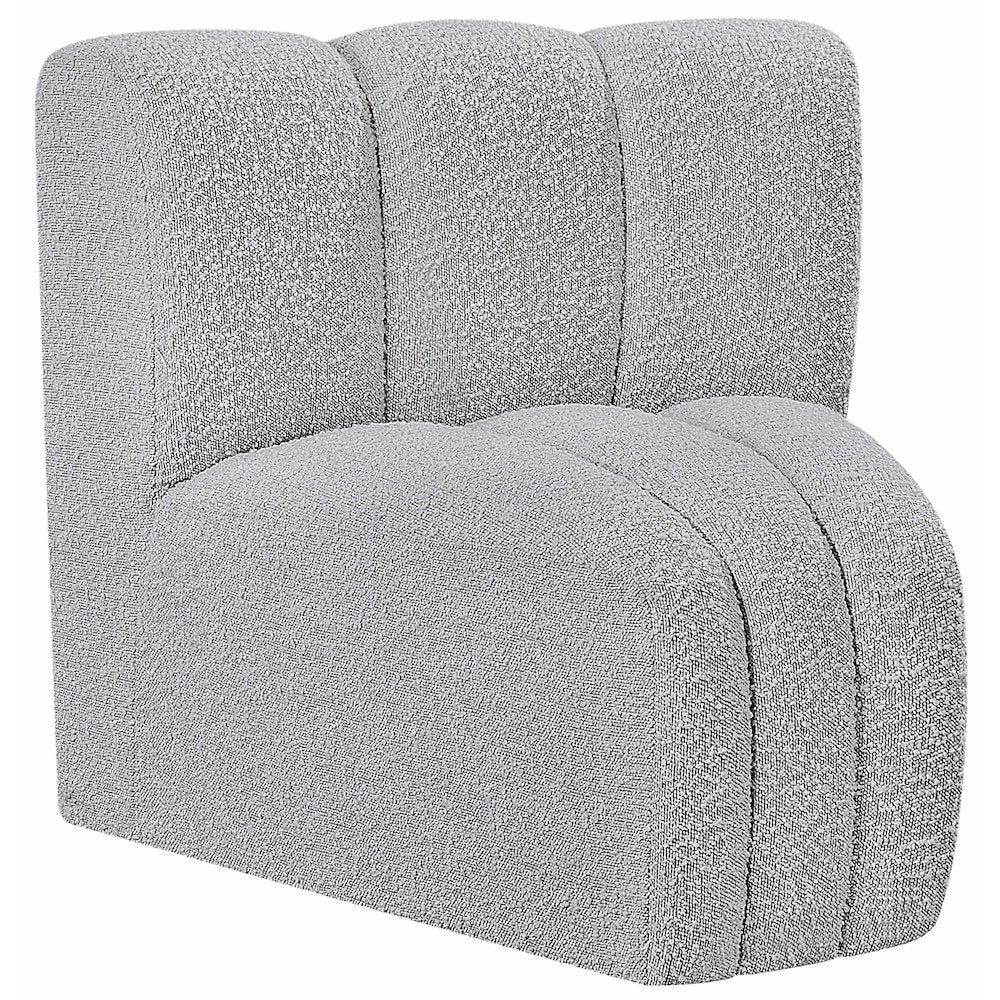 Arc Grey Boucle Fabric Curved Corner