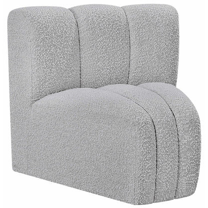 Arc Grey Boucle Fabric Curved Corner