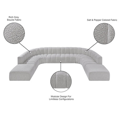 Arc Grey Boucle Fabric Modular Sofa