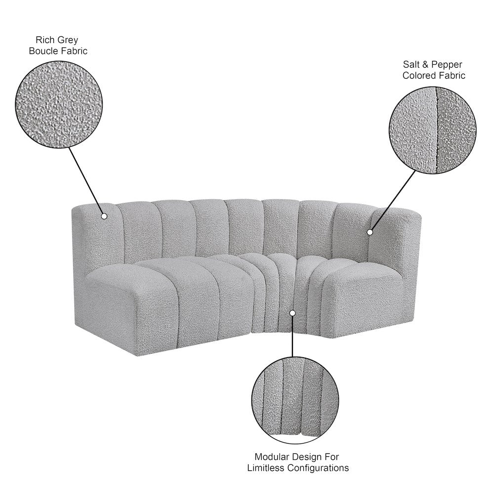 Arc Grey Boucle Fabric Modular Sofa