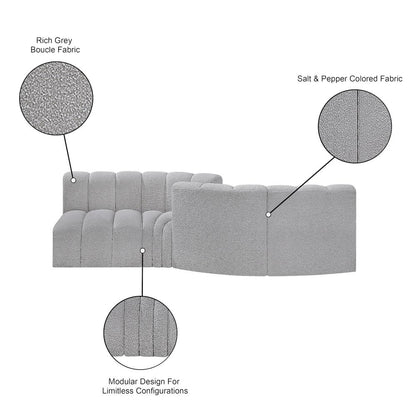 Arc Grey Boucle Fabric Modular Sofa