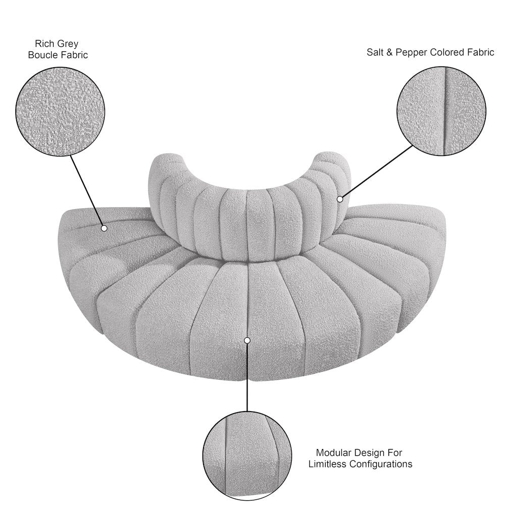 Arc Grey Boucle Fabric Modular Sofa