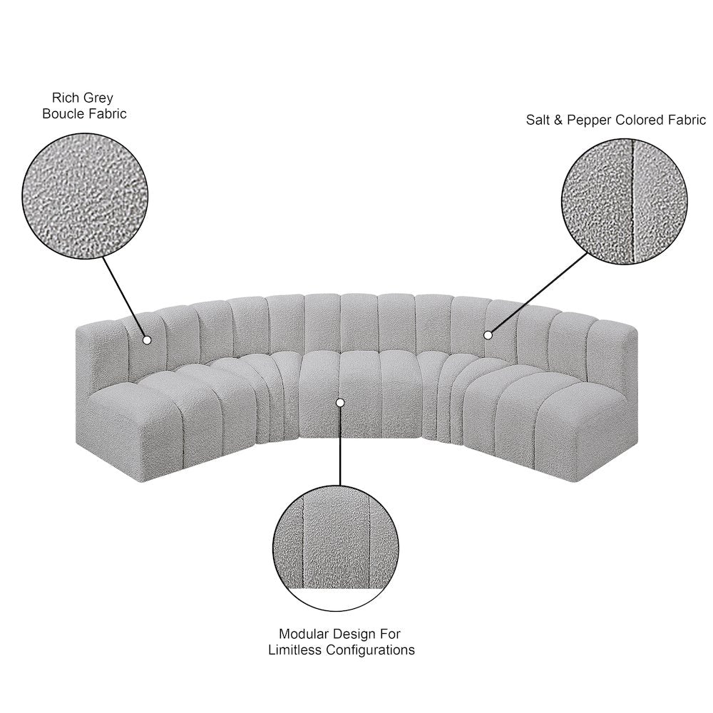 Arc Grey Boucle Fabric Modular Sofa