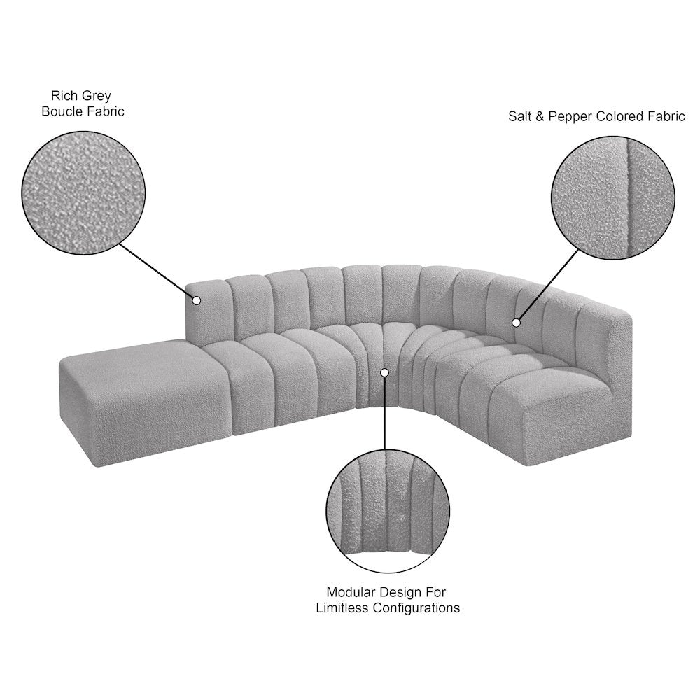 Arc Grey Boucle Fabric Modular Sofa