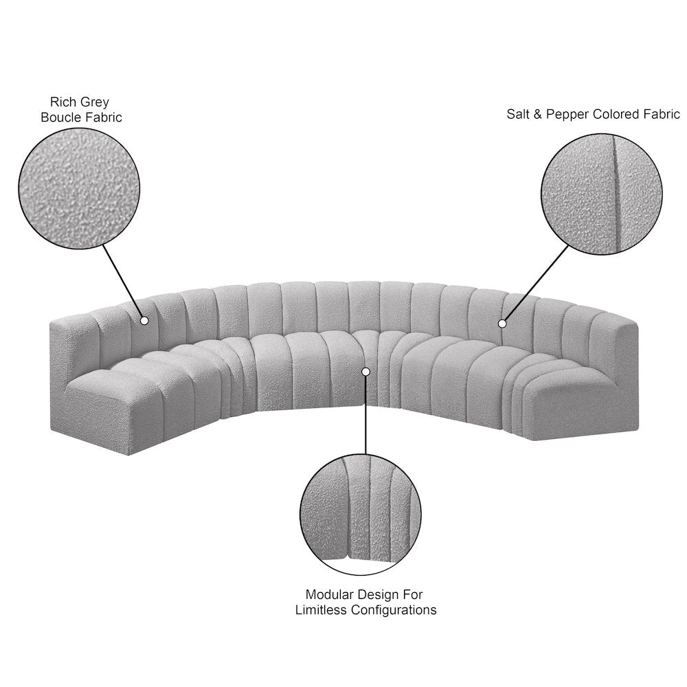 Arc Grey Boucle Fabric Modular Sofa