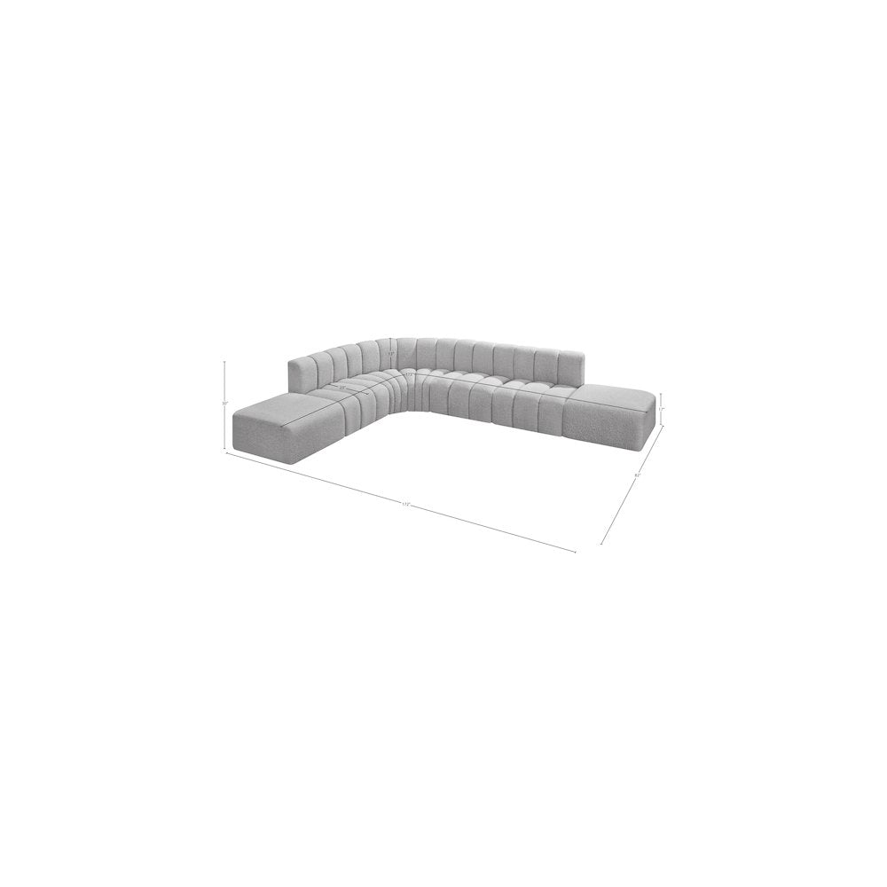 Arc Grey Boucle Fabric Modular Sofa