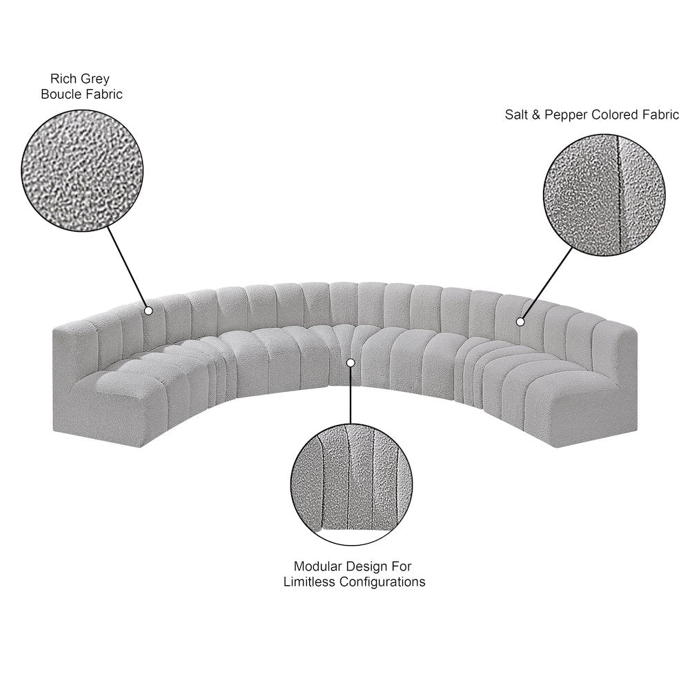 Arc Grey Boucle Fabric Modular Sofa