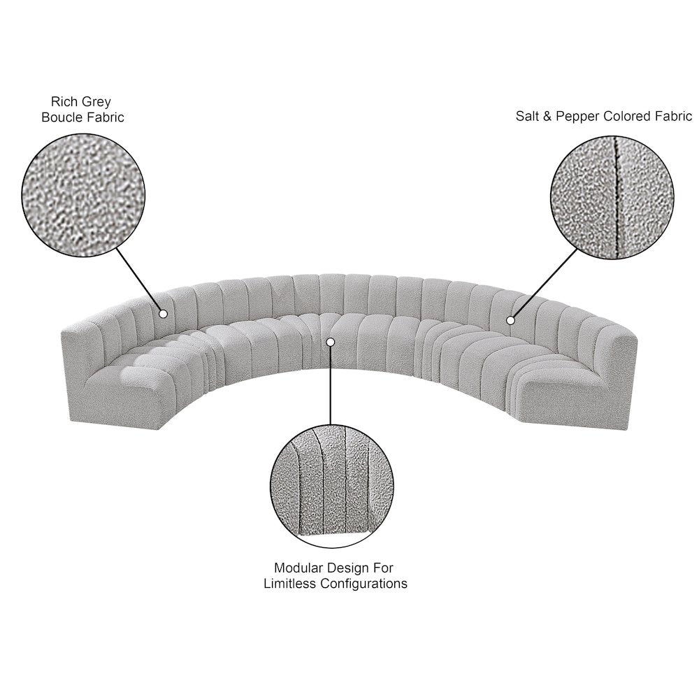 Arc Grey Boucle Fabric Modular Sofa