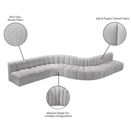 Arc Grey Boucle Fabric Modular Sofa