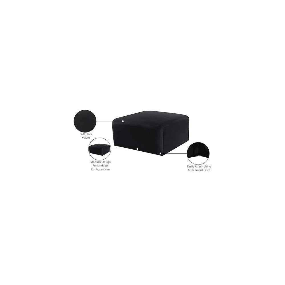 Arc Black Velvet Ottoman