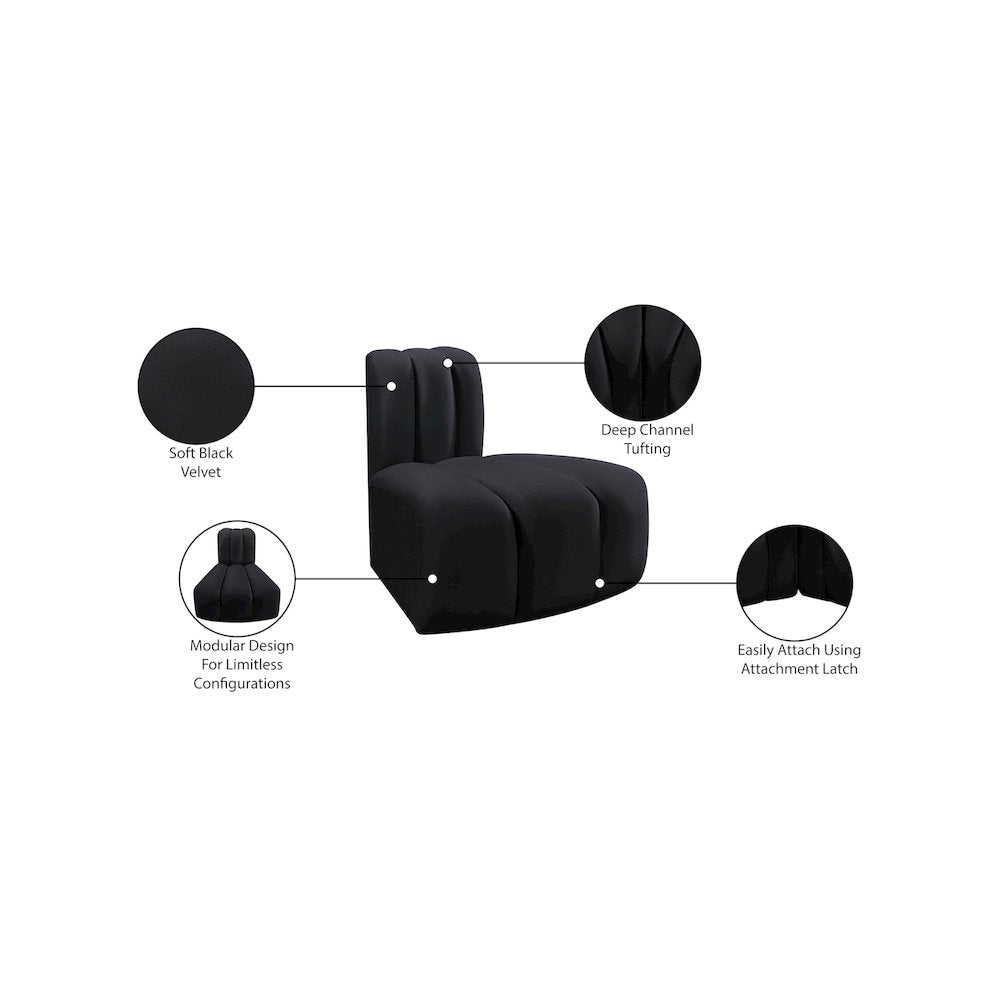 Arc Black Velvet Reverse Corner