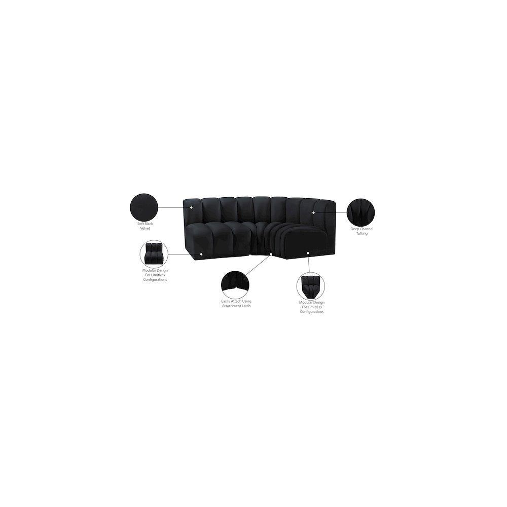 Arc Black Velvet Modular Sofa