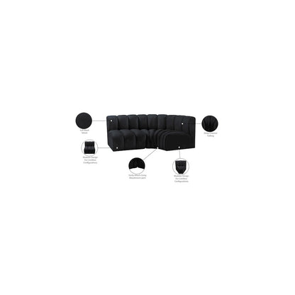 Arc Black Velvet Modular Sofa