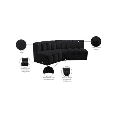 Arc Black Velvet Modular Sofa