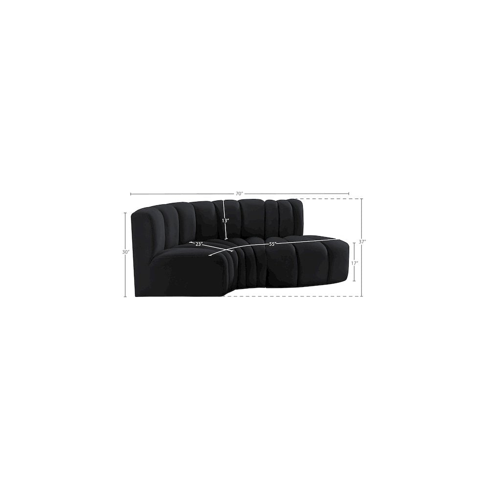 Arc Black Velvet Modular Sofa
