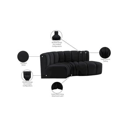 Arc Black Velvet Modular Sofa