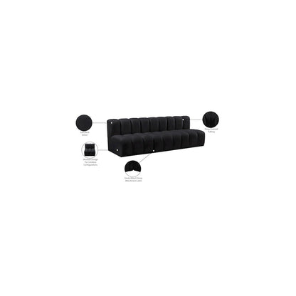 Arc Black Velvet Modular Sofa
