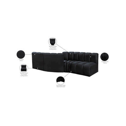 Arc Black Velvet Modular Sofa