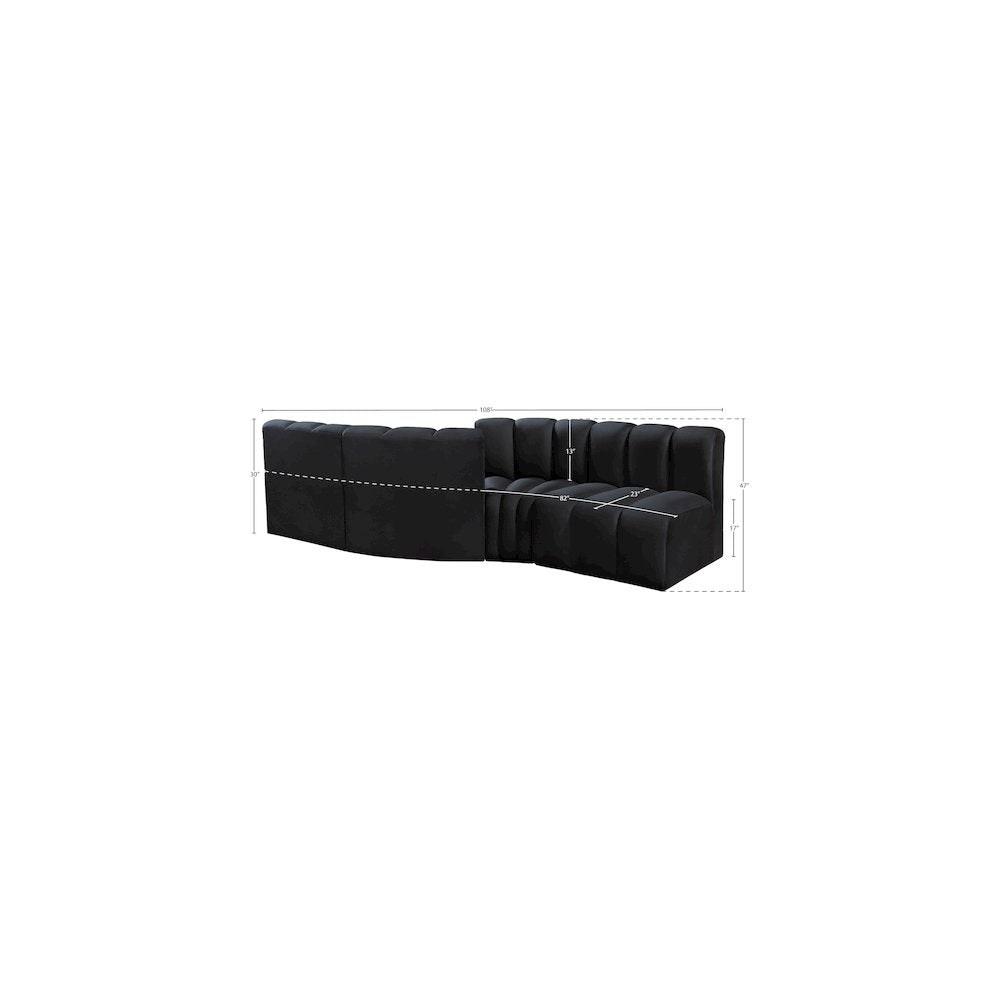 Arc Black Velvet Modular Sofa