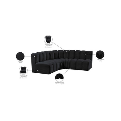 Arc Black Velvet Modular Sofa