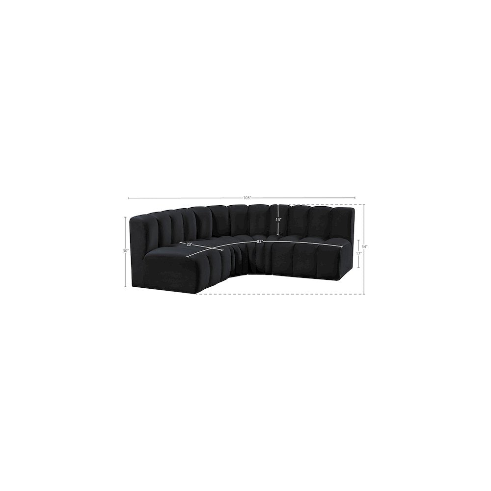 Arc Black Velvet Modular Sofa