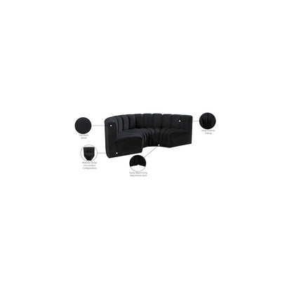 Arc Black Velvet Modular Sofa