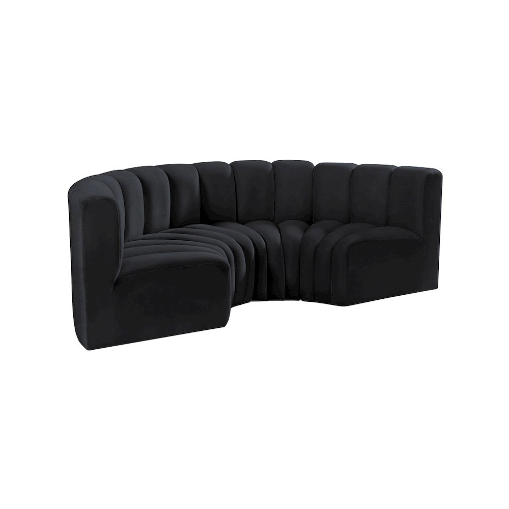 Arc Black Velvet Modular Sofa