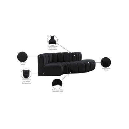 Arc Black Velvet Modular Sofa
